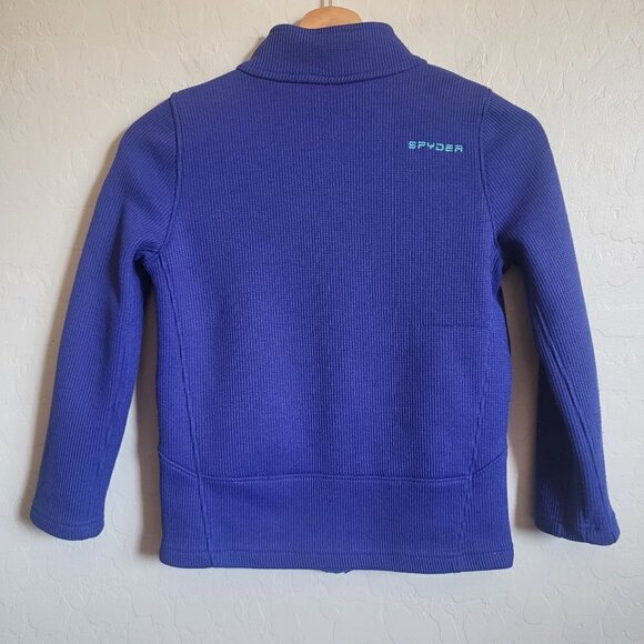 Spyder Encore Full Zip Jacket Fleece Lined Mock Neck Indigo Blue Size Kids 10-12 - Picture 9 of 12